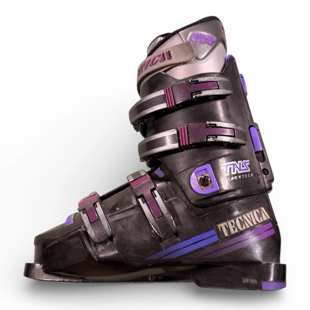 Tecnica Pro 90 Ski Boots Men's Size 8-9-5 Black Neon Purple Vintage‎ Retro
